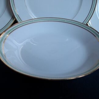 CHARLES MARTIN (CM) DECORE  LIMOGES-  GREEN GREEK KEY #S357 (c.1891-1900)   COUPE SOUP BOWL  7 5/8"- ANTIQUE!!  EXCELLENT !!  RARE !!