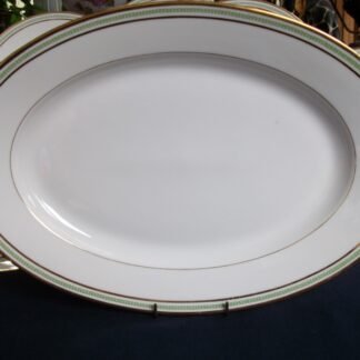 PORCELAINE LIMOUSINE (PL) & MARTIAL REDON LIMOGES- GREEN GREEK KEY (c.1905-38) OVAL SERVING PLATTER 15 1/2"- ANTIQUE - EXCELLENT !! RARE !!