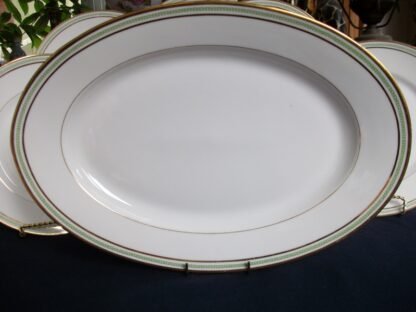 PORCELAINE LIMOUSINE (PL) & MARTIAL REDON LIMOGES- GREEN GREEK KEY (c.1905-38) OVAL SERVING PLATTER 15 1/2"- ANTIQUE - EXCELLENT !! RARE !!