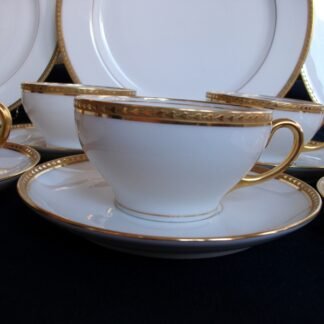 BAWO & DOTTER/ELITE WORKS- GOLD ENCRUSTED LAUREL LEAF (c.1896-1920) CUP & SAUCER(s)- MINT!! RARE!!