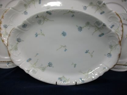 HAVILAND  (THEO)  LIMOGES FRANCE-  BLUE CORNFLOWER (c.1895)   OVAL SERVING PLATTER  14"-  SCALLOPED-  EXCELLENT !!  RARE !!