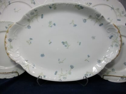 HAVILAND  (THEO)  LIMOGES FRANCE-  BLUE CORNFLOWER (c.1895)   OVAL SERVING PLATTER  18 3/8"-  SCALLOPED-  EXCELLENT !!  RARE !!