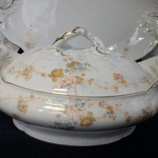 BAWO & DOTTER (ELITE WORKS)  LIMOGES-  AUTUMN VINE BLUE FLORAL (c.1896-1900)  COVERED SERVING BOWL  #1 -  ORNATE!! RARE!! EXCELLENT!!