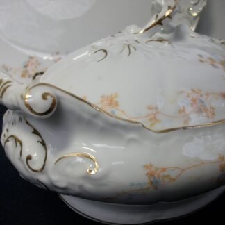 BAWO & DOTTER (ELITE WORKS)  LIMOGES-  AUTUMN VINE BLUE FLORAL (c.1896-1900)  COVERED SERVING BOWL  #2 -  ORNATE!! RARE!! EXCELLENT!!