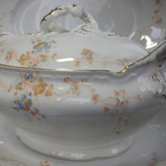 BAWO & DOTTER (ELITE WORKS)  LIMOGES-  AUTUMN VINE BLUE FLORAL (c.1896-1900)  COVERED SOUP TUREEN -  ORNATE!! RARE!! EXCELLENT!!