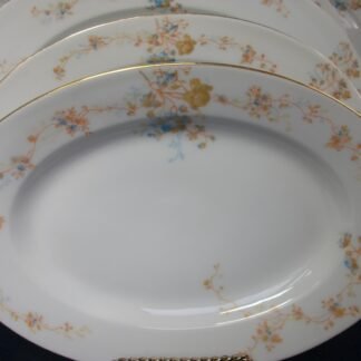 BAWO & DOTTER (ELITE WORKS)  LIMOGES-  AUTUMN VINE BLUE FLORAL (c.1896-1900)  OVAL SERVING PLATTER  11 1/8" -  SMOOTH-  RARE!! EXCELLENT!!