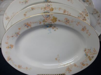 BAWO & DOTTER (ELITE WORKS)  LIMOGES-  AUTUMN VINE BLUE FLORAL (c.1896-1900)  OVAL SERVING PLATTER  11 1/8" -  SMOOTH-  RARE!! EXCELLENT!!
