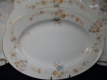 BAWO & DOTTER (ELITE WORKS)  LIMOGES-  AUTUMN VINE BLUE FLORAL (c.1896-1900)  MEDIUM OVAL SERVING PLATTER  13 1/4" -  SMOOTH-  RARE!! EXCELLENT!!