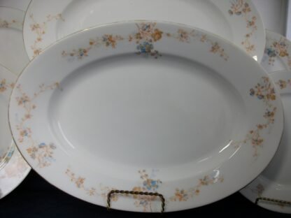 BAWO & DOTTER (ELITE WORKS)  LIMOGES-  AUTUMN VINE BLUE FLORAL (c.1896-1900)  LARGE OVAL SERVING PLATTER  15 7/8" -  SMOOTH-  RARE!! EXCELLENT!!
