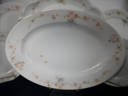 BAWO & DOTTER (ELITE WORKS)  LIMOGES-  AUTUMN VINE BLUE FLORAL (c.1896-1900)  VERY  LARGE OVAL SERVING PLATTER  17 7/8" -  SMOOTH-  RARE!! EXCELLENT!!
