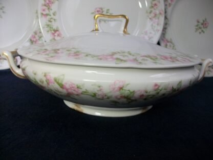 HAVILAND  (THEODORE)  LIMOGES  FRANCE-  ROSE GARLAND PINK & WHITE (c.1903)  ROUND COVERED SERVING BOWL -  SMOOTH-  EXCELLENT !!  RARE !!