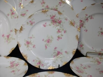 CHARLES FIELD HAVILAND/GERARD, DUFRAISSEIX & ABBOT (GDA) LIMOGES FRANCE-  WILD GERANIUM PINK (c.1900+)  SALAD PLATE  7  1/2 " - RAISED  GOLD DAUBS-  EXCELLENT !!  RARE !!