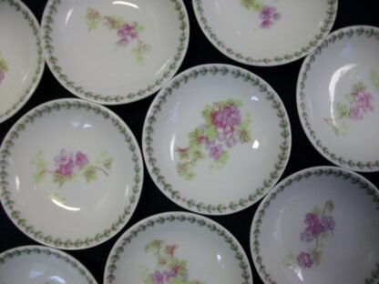 CMC- MAUREIL CHAPEAU & CHARLES- LIMOGES FRANCE- PURPLE VIOLETS & LAUREL LEAF (c.1890-1914) BUTTER PAT 3 1/8"- SMOOTH- EXCELLENT !! RARE !!