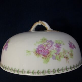 CMC- MAUREIL CHAPEAU & CHARLES- LIMOGES FRANCE-  PURPLE VIOLETS & LAUREL LEAF  (c.1890-1914)   DOME FOR BUTTER DISH-  SMOOTH-  EXCELLENT !!  RARE !!
