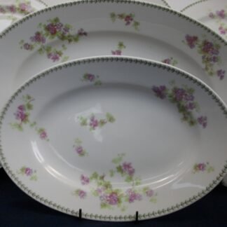 CMC- MAUREIL CHAPEAU & CHARLES- LIMOGES FRANCE-  PURPLE VIOLETS & LAUREL LEAF  (c.1890-1914)   OVAL  SERVING PLATTER  11" -  SMOOTH-  EXCELLENT !!  RARE !!
