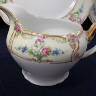 PAUL MULLER SELB BAVARIA (HUTSCHENRUETHER)  POMPADOUR-  FLORAL CARTOUCHES  (c.1917-28)  CREAMER  10 OZ-  EXCELLENT !!  RARE !!