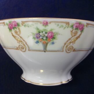 PAUL MULLER SELB BAVARIA (HUTSCHENRUETHER)  POMPADOUR-  FLORAL CARTOUCHES  (c.1917-28)  CRANBERRY BOWL-  EXCELLENT !!  RARE !!