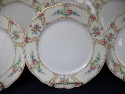 PAUL MULLER SELB BAVARIA (HUTSCHENRUETHER)  POMPADOUR-  FLORAL CARTOUCHES  (c.1917-28)  DINNER PLATE  9 7/8"  -  EXCELLENT !!  RARE !!