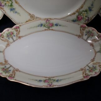 PAUL MULLER SELB BAVARIA (HUTSCHENRUETHER)  POMPADOUR-  FLORAL CARTOUCHES  (c.1917-28)  RELISH DISH  9 7/8"  -  EXCELLENT !!  RARE !!