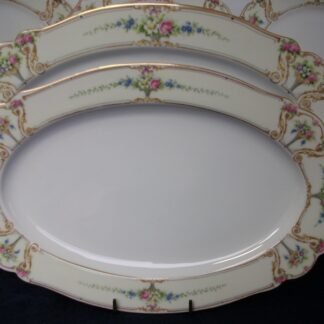 PAUL MULLER SELB BAVARIA (HUTSCHENRUETHER)  POMPADOUR-  FLORAL CARTOUCHES  (c.1917-28)  OVAL SERVING PLATTER  12 5/8"  -  EXCELLENT !!  RARE !!
