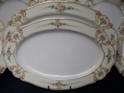 PAUL MULLER SELB BAVARIA (HUTSCHENRUETHER)  POMPADOUR-  FLORAL CARTOUCHES  (c.1917-28)  OVAL SERVING PLATTER  12 5/8"  -  EXCELLENT !!  RARE !!