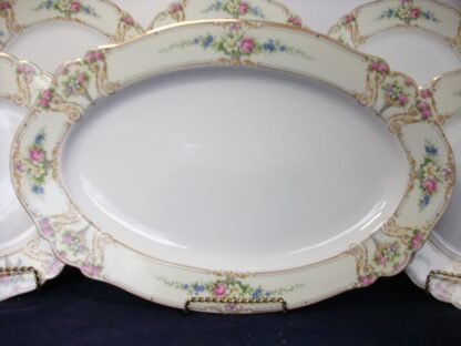 PAUL MULLER SELB BAVARIA (HUTSCHENRUETHER)  POMPADOUR-  FLORAL CARTOUCHES  (c.1917-28)  OVAL SERVING PLATTER  15 3/4"  -  EXCELLENT !!  RARE !!