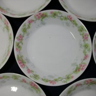 WM GUERIN & CO (LIMOGES FRANCE) WILD ROSES GARLAND- PINK & GREEN (c.1900-32)   BERRY BOWL  5 1/8" - SMOOTH-  EXCELLENT !!  RARE !!