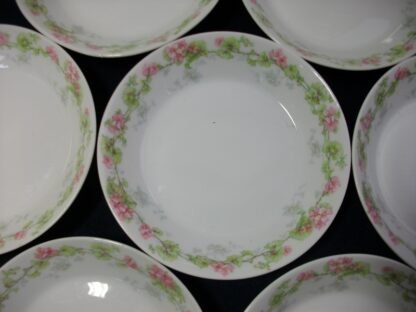 WM GUERIN & CO (LIMOGES FRANCE) WILD ROSES GARLAND- PINK & GREEN (c.1900-32) BERRY BOWL 5 1/8" - SMOOTH- EXCELLENT !! RARE !!