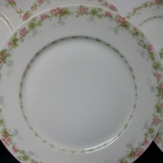 WM GUERIN & CO (LIMOGES FRANCE) WILD ROSES GARLAND- PINK & GREEN (c.1900-32)   DINNER PLATE  9 3/4" - SMOOTH-  EXCELLENT !!  RARE !!