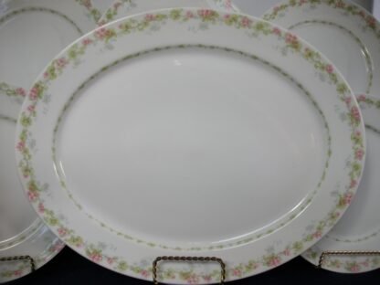 WM GUERIN & CO (LIMOGES FRANCE) WILD ROSES GARLAND- PINK & GREEN (c.1900-32) OVAL SERVING PLATTER 15 7/8" - SMOOTH- EXCELLENT !! RARE !!