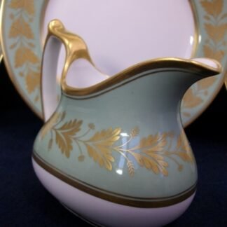 SPODE VALENTINE Y7706 - CELADON GREEN RIM GOLD LEAF BAND (c.1960's)   CREAMER  8 OZ - SMOOTH-  EXCELLENT !!  RARE !!