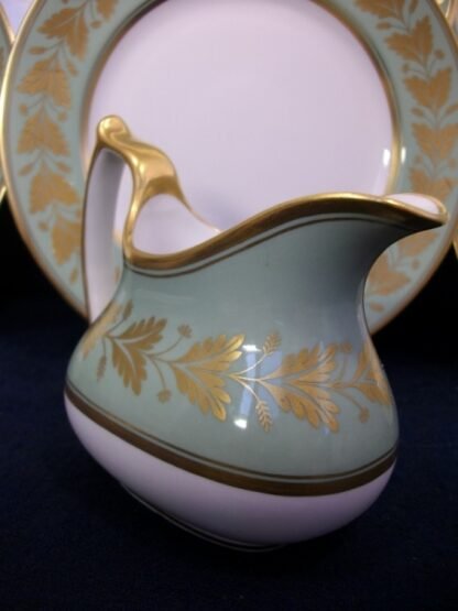 SPODE VALENTINE Y7706 - CELADON GREEN RIM GOLD LEAF BAND (c.1960's)   CREAMER  8 OZ - SMOOTH-  EXCELLENT !!  RARE !!