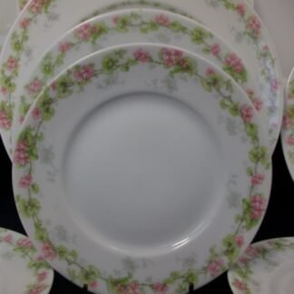 WM GUERIN & CO (LIMOGES FRANCE) WILD ROSES GARLAND- PINK & GREEN (c.1900-32)   BREAD & BUTTER PLATE  6  1/4" - SMOOTH-  EXCELLENT !!  RARE !!