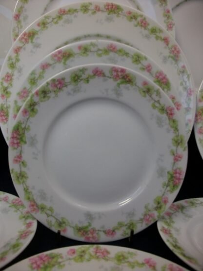 WM GUERIN & CO (LIMOGES FRANCE) WILD ROSES GARLAND- PINK & GREEN (c.1900-32)   BREAD & BUTTER PLATE  6  1/4" - SMOOTH-  EXCELLENT !!  RARE !!