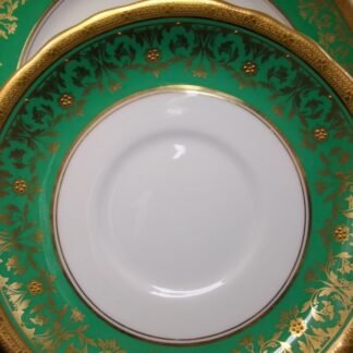 AYNSLEY KENILWORTH GREEN #7023 SCALLOPED  (c.1930's)  SAUCER FOR SOUP BOWL- ENCRUSTED GILT! RARE!