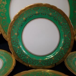 AYNSLEY KENILWORTH GREEN #7023 SCALLOPED  (c.1930's)  BREAD & BUTTER PLATE  6 1/8" - ENCRUSTED GILT! RARE!