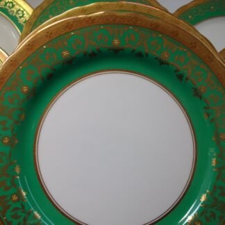AYNSLEY KENILWORTH GREEN #7023 SCALLOPED  (c.1930's)  SALAD PLATE PLATE  8 1/8" - ENCRUSTED GILT! RARE!