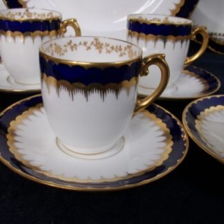 COALPORT SPEARPOINT COBALT #6143- GOLD FILIGREE- SMOOTH (c.1921 & 1926)- DEMITASSE CUP & SAUCER- EXCELLENT!! RARE!!