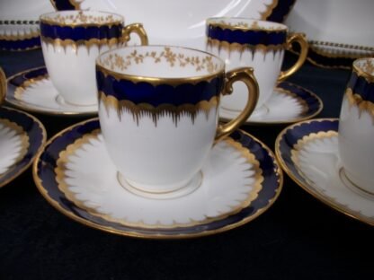 COALPORT SPEARPOINT COBALT #6143- GOLD FILIGREE- SMOOTH (c.1921 & 1926)- DEMITASSE CUP & SAUCER- EXCELLENT!! RARE!!