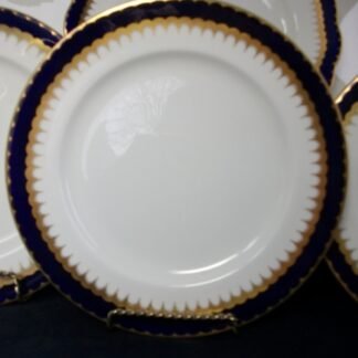 COALPORT SPEARPOINT COBALT #6143- SMOOTH- GOLD FILIGREE (c.1923) LUNCH PLATE  9 3/8"  - EXCELLENT!! RARE!! 