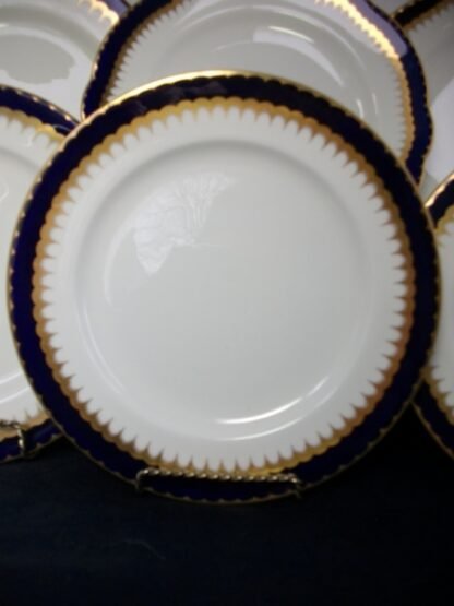 COALPORT SPEARPOINT COBALT #6143- SMOOTH- GOLD FILIGREE (c.1923) LUNCH PLATE  9 3/8"  - EXCELLENT!! RARE!! 