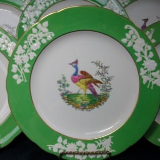 SPODE CHELSEA BIRD GREEN  R4689  SCALLOPED (c.1927)  DINNER PLATE #1 -  10 3/4 "  EXCELLENT !!  RARE !!