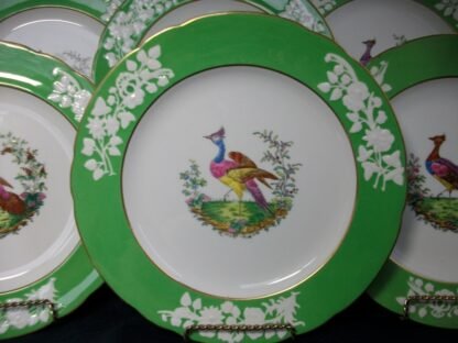 SPODE CHELSEA BIRD GREEN  R4689  SCALLOPED (c.1927)  DINNER PLATE #1 -  10 3/4 "  EXCELLENT !!  RARE !!