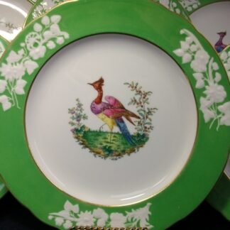 SPODE CHELSEA BIRD GREEN  R4689  SCALLOPED (c.1927)  DINNER PLATE #4 -  10 3/4 "  EXCELLENT !!  RARE !!