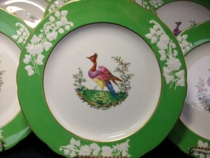 SPODE CHELSEA BIRD GREEN  R4689  SCALLOPED (c.1927)  DINNER PLATE #4 -  10 3/4 "  EXCELLENT !!  RARE !!