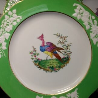 SPODE CHELSEA BIRD GREEN  R4689  SCALLOPED (c.1927)  DINNER PLATE #5 -  10 3/4 "  EXCELLENT !!  RARE !!