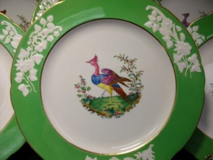SPODE CHELSEA BIRD GREEN  R4689  SCALLOPED (c.1927)  DINNER PLATE #5 -  10 3/4 "  EXCELLENT !!  RARE !!