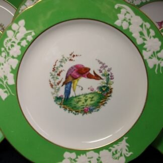SPODE CHELSEA BIRD GREEN  R4689  SCALLOPED (c.1927)  DINNER PLATE #7 -  10 3/4 "  EXCELLENT !!  RARE !!