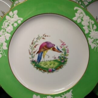 SPODE CHELSEA BIRD GREEN  R4689  SCALLOPED (c.1927)  DINNER PLATE #8 -  10 3/4 "  EXCELLENT !!  RARE !!