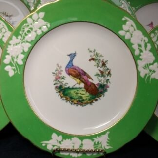 SPODE CHELSEA BIRD GREEN  R4689  SCALLOPED (c.1927)  DINNER PLATE #2 -  10 3/4 "  EXCELLENT !!  RARE !!